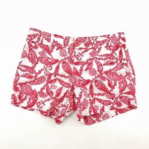 lilly pulitzer pink white shell print shorts